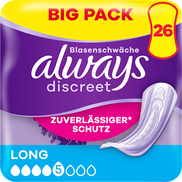 discreet Einlagen Inkontinenz Long, Big Pack always