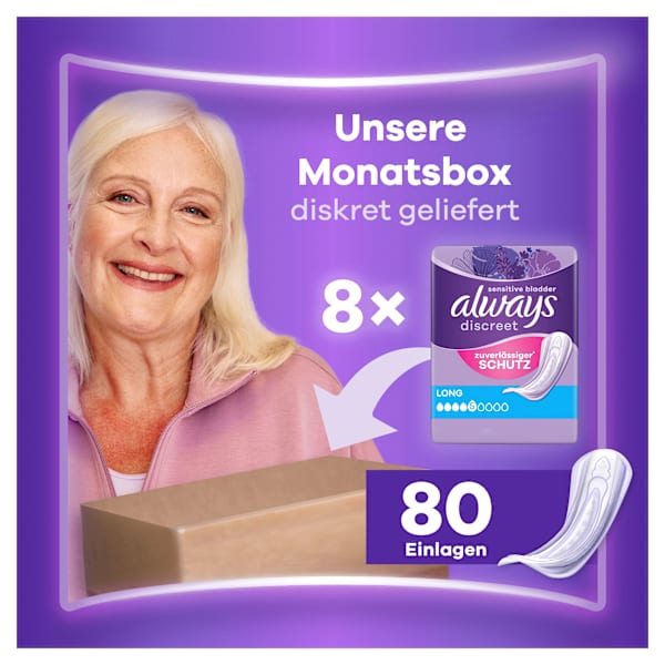 discreet Einlagen Inkontinenz Long Vorteilspack (8x10 St) always