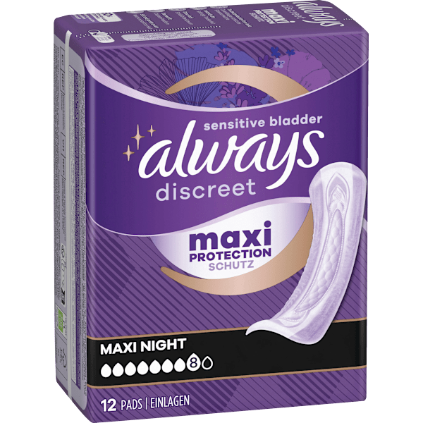 discreet Einlagen Inkontinenz Maxi Nacht Vorteilspack (4x12 St) always