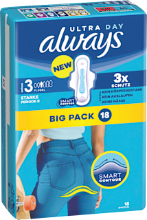 Ultra-Binden Day Long Plus 3 mit Flügeln, Big Pack always