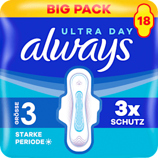 Ultra-Binden Day Long Plus 3 mit Flügeln, Big Pack always