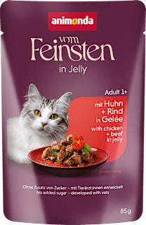 Nassfutter Katze reich an Huhn mit Rind, Raffinesse in Gelee animonda VOM FEINSTEN