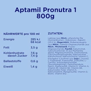 Anfangsmilch 1 Pronutra von Geburt an Aptamil
