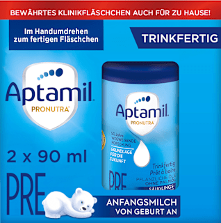 Anfangsmilch Pronutra Pre trinkfertig von Geburt an, 2x90 ml Aptamil