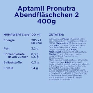 Folgemilch 2 Pronutra Abendfläschchen nach dem 6. Monat Aptamil