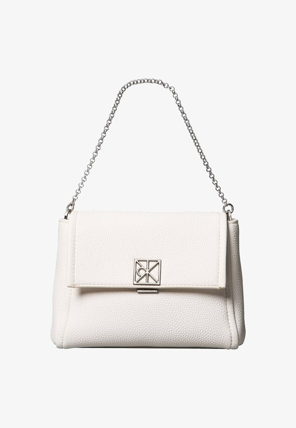 Calvin Klein EMBLEM PEBBLE CROSSBODY 20 - Handbag - white alyssum
