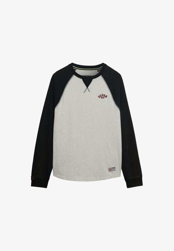 Superdry & Co VINTAGE ATHLETIC BASEBALL  - Long sleeved top - grey grindle eclipse navy