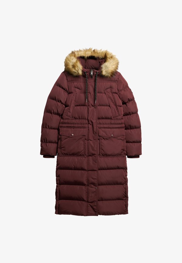 Superdry & Co EVEREST FAUX FUR  - Down coat - albarn clay burgundy