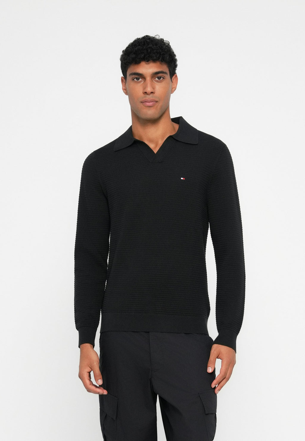 TEXTURED KNIT POLO COLLAR JUMPER Media 3