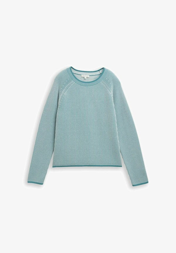 TOM TAILOR PULLOVER MIT RUNDHALSAUSSCHNITT - Jumper - teal plaited knit