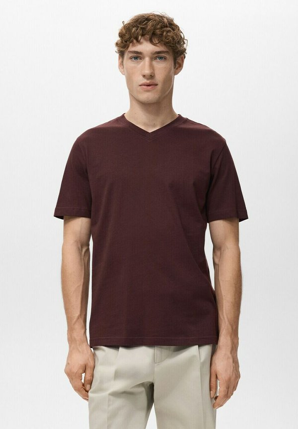 Mango Basic T-shirt - bordeaux