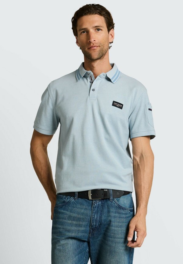 TOM TAILOR DETAILED - Polo shirt - blue white two tone
