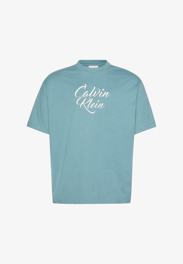 Calvin Klein Jeans SS 16S SN CURSIVE CALVIN GRAPHIC - Print T-shirt - smoke blue