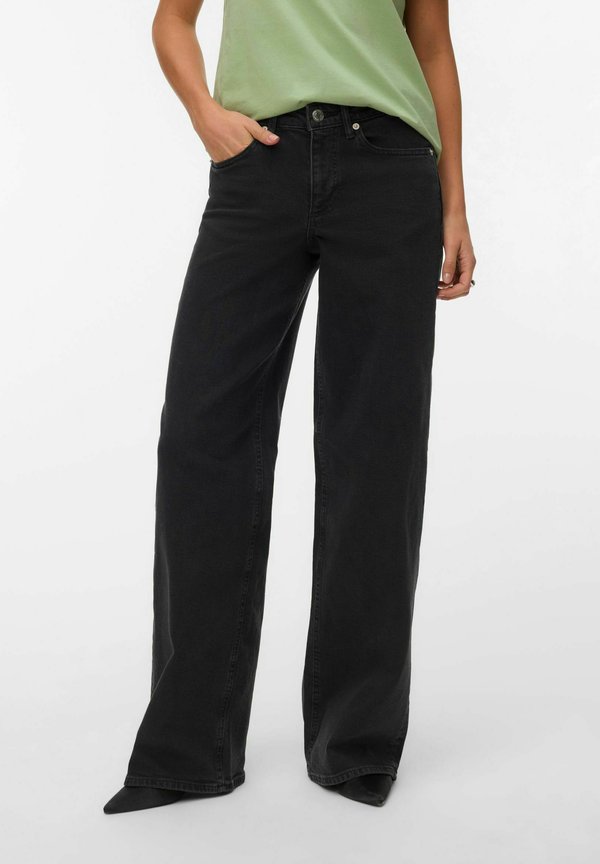 Vero Moda VMSANDIE-STRETCH Mid rise Wide Leg Fit - Wide Leg - black denim