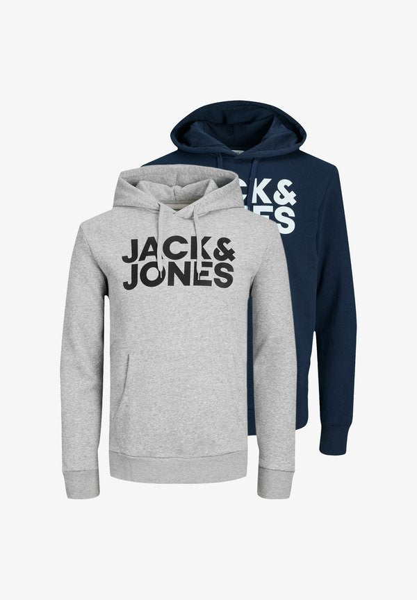 Jack & Jones JACK & JONES 2-PACK - Hoodie - dunkelblau/grau