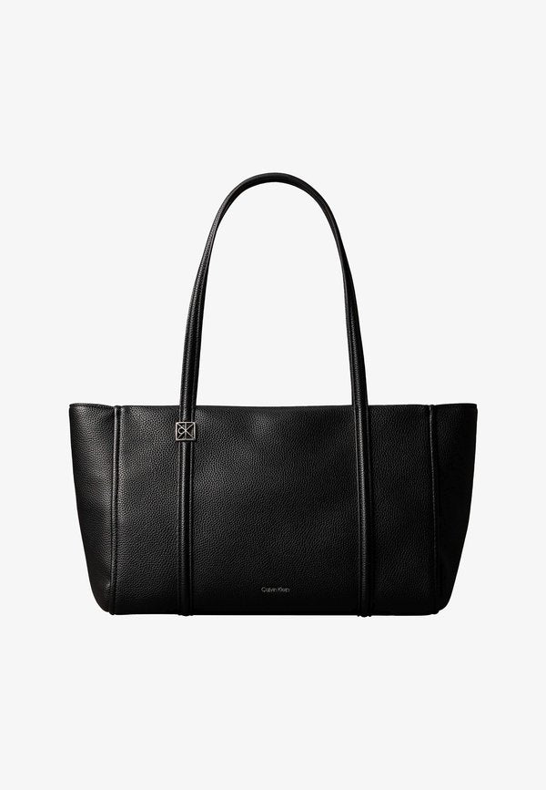 Calvin Klein EMBLEM PEBBLE TOTE - Handbag - black