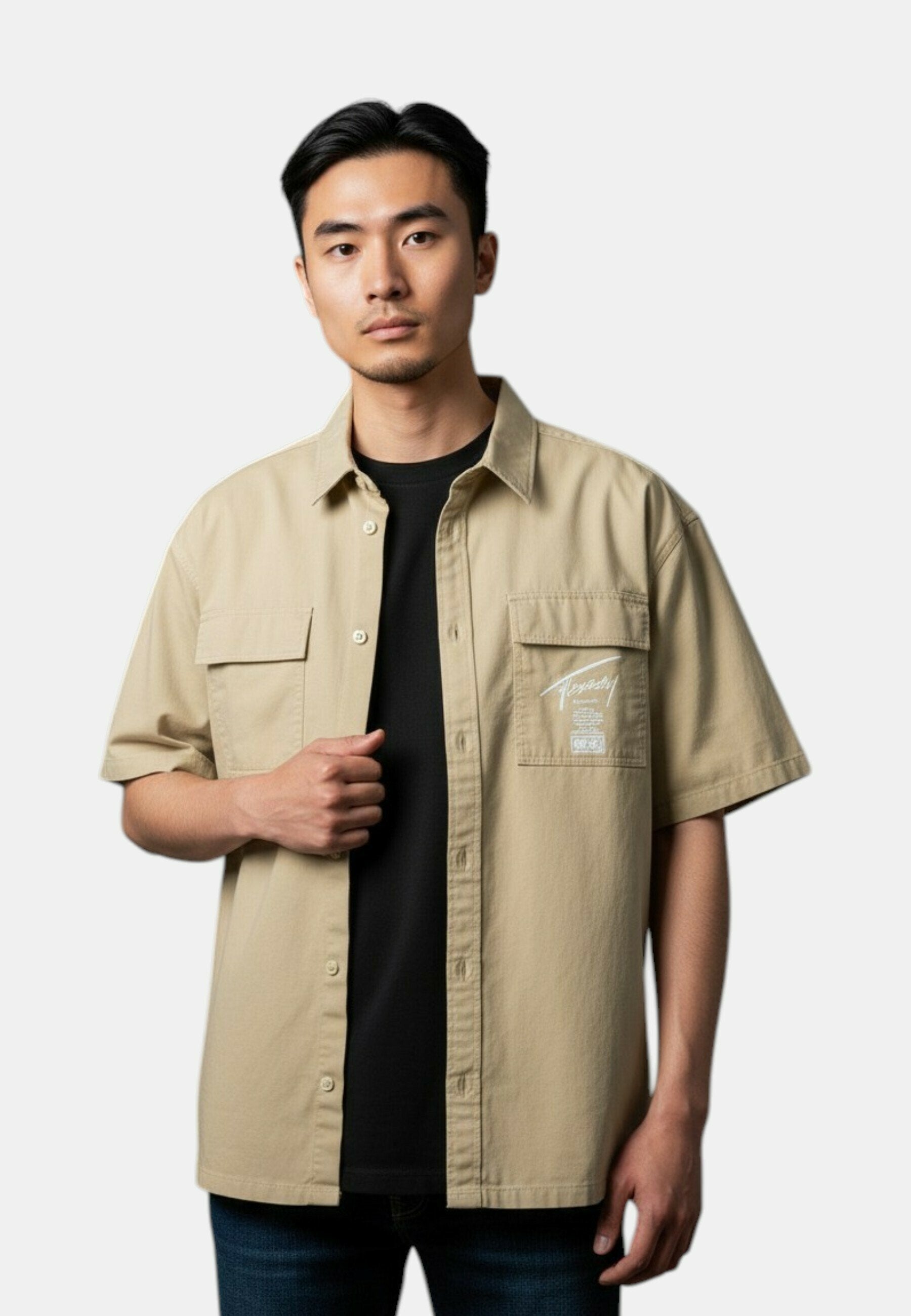 CAMICIA UOMO TOMMY HILFIGER BEIGE Media 3