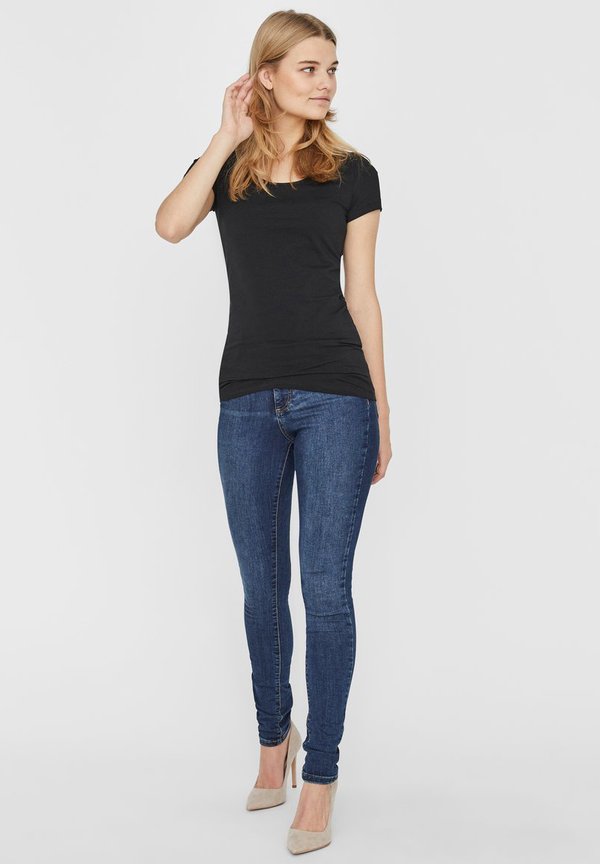 Vero Moda VMMAXI MY LONG U-NECK TOP - Basic T-shirt - black