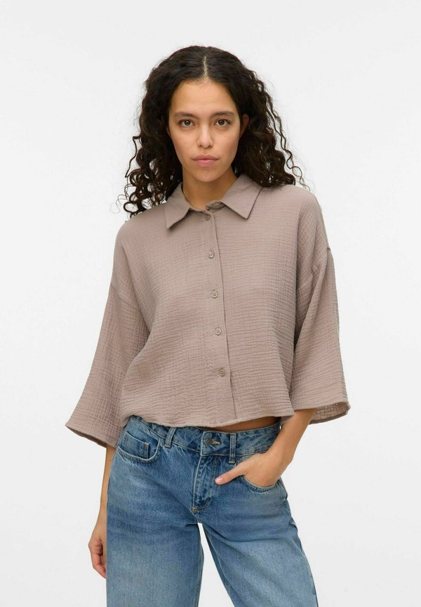 Vero Moda VMNATALI CROP WVN GA - Button-down blouse - moon rock