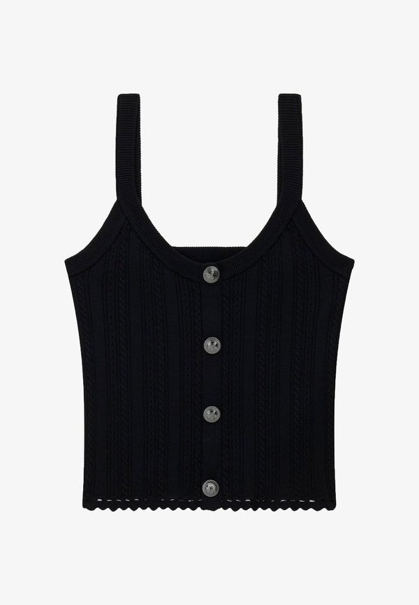 Guess GESTRICKTES OBERTEIL - Top - schwarz
