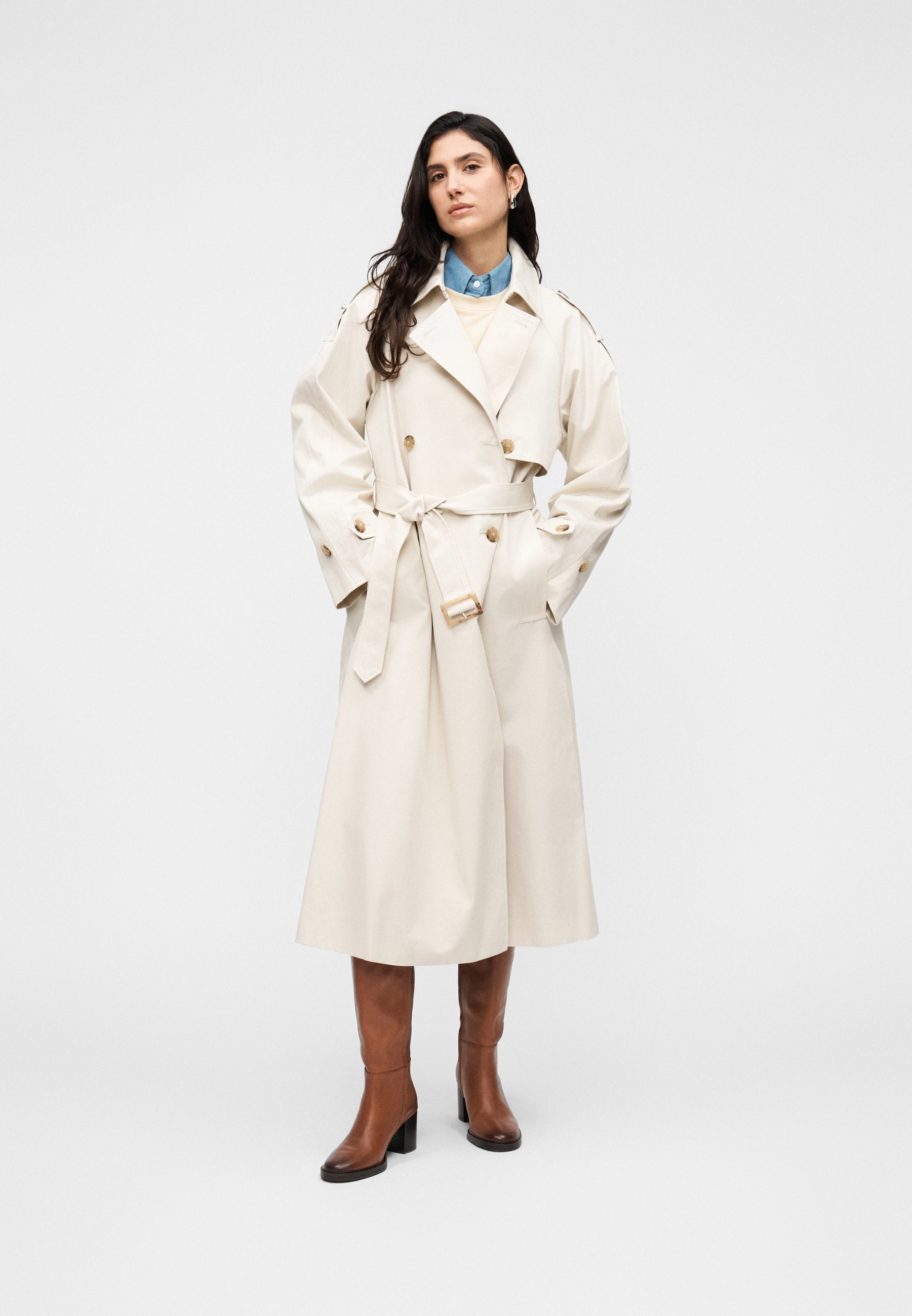 WATER REPELLENT TWILL OVERSIZED TRENCH COAT Media 2