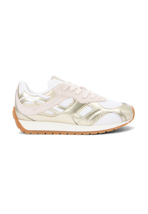 Tommy Hilfiger MIXED TEXTURE METALLIC TRAINERS WITH LEATHER