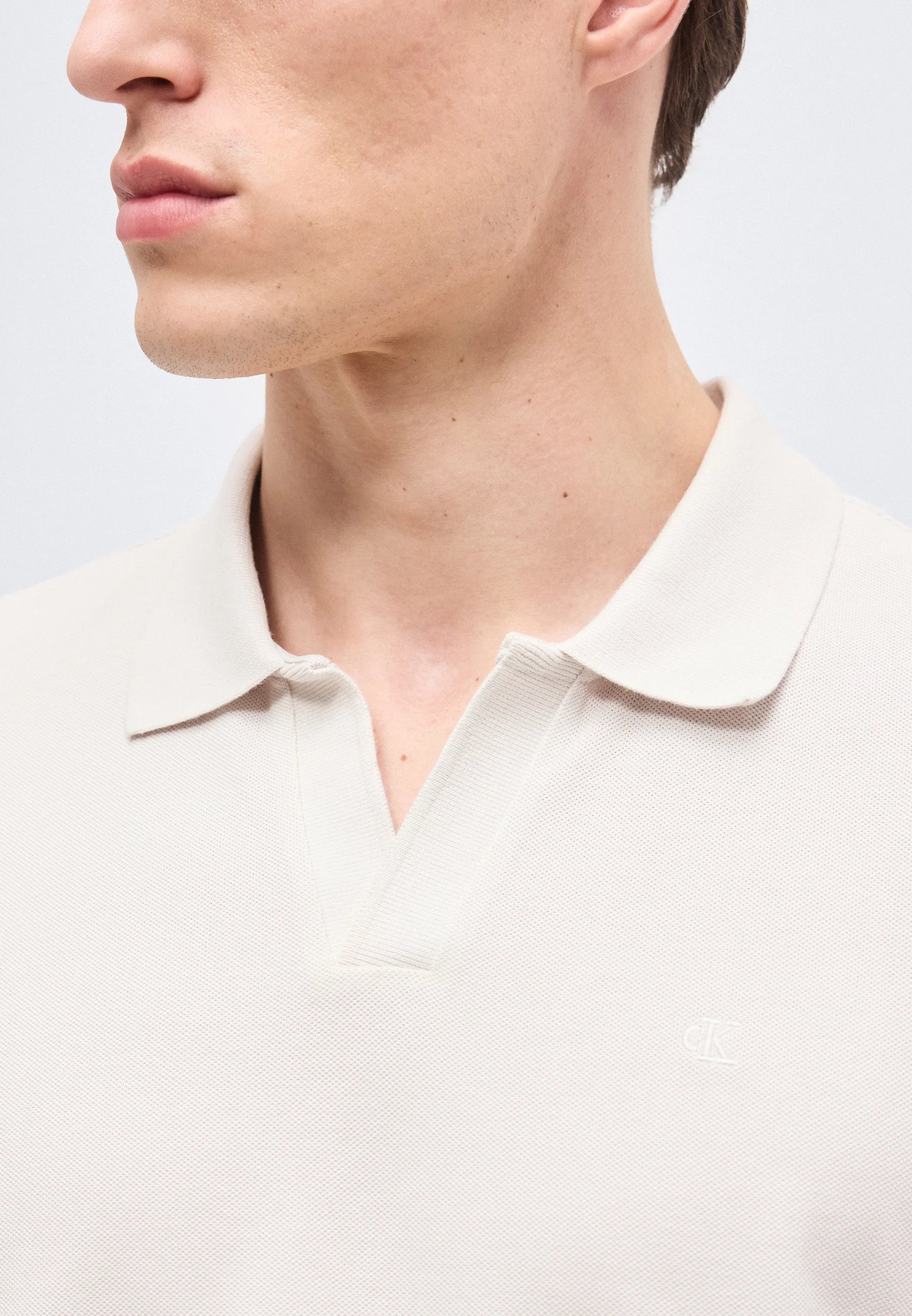 Calvin Klein Jeans OPEN COLLAR CASUAL - Polo shirt - white sand