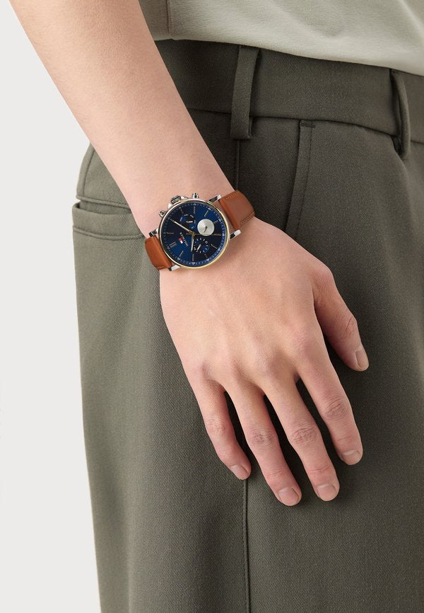 Tommy Hilfiger TYSON - Watch - brown/silver-coloured/blue/gold-coloured