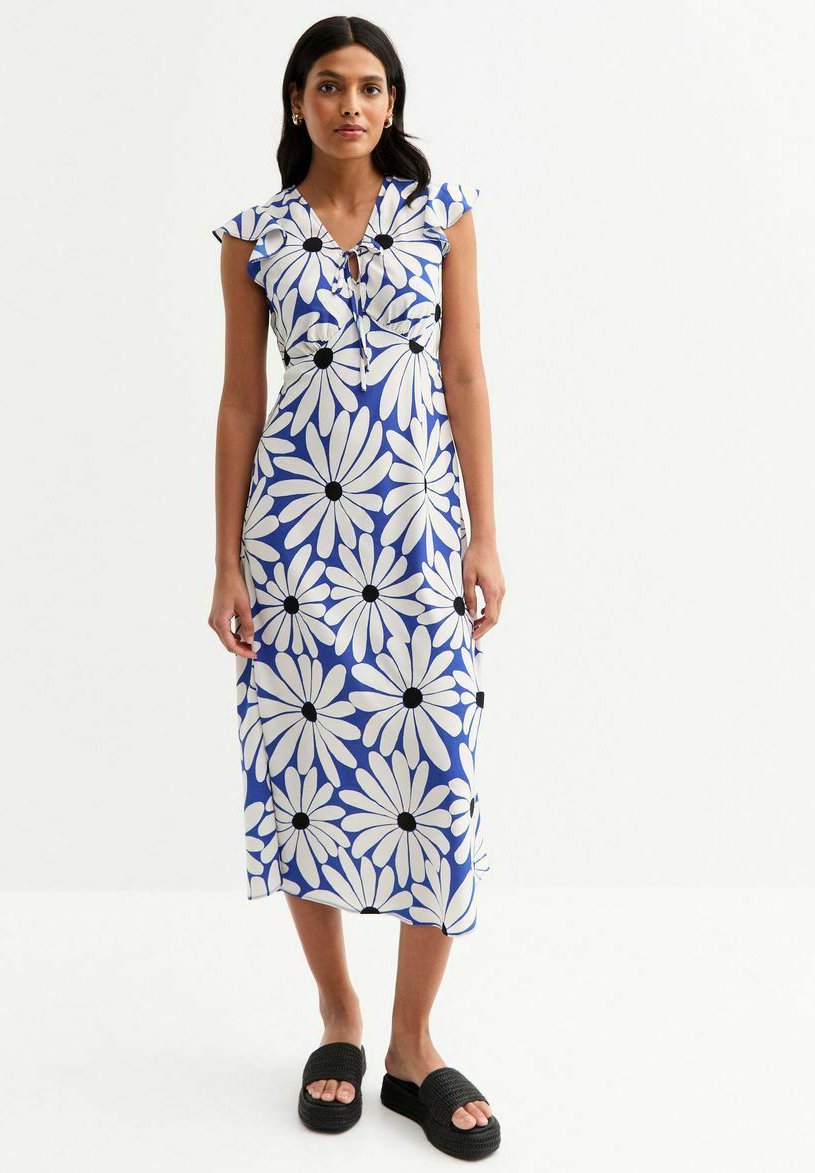 New Look FLORAL PRINT V-NECK MIDI