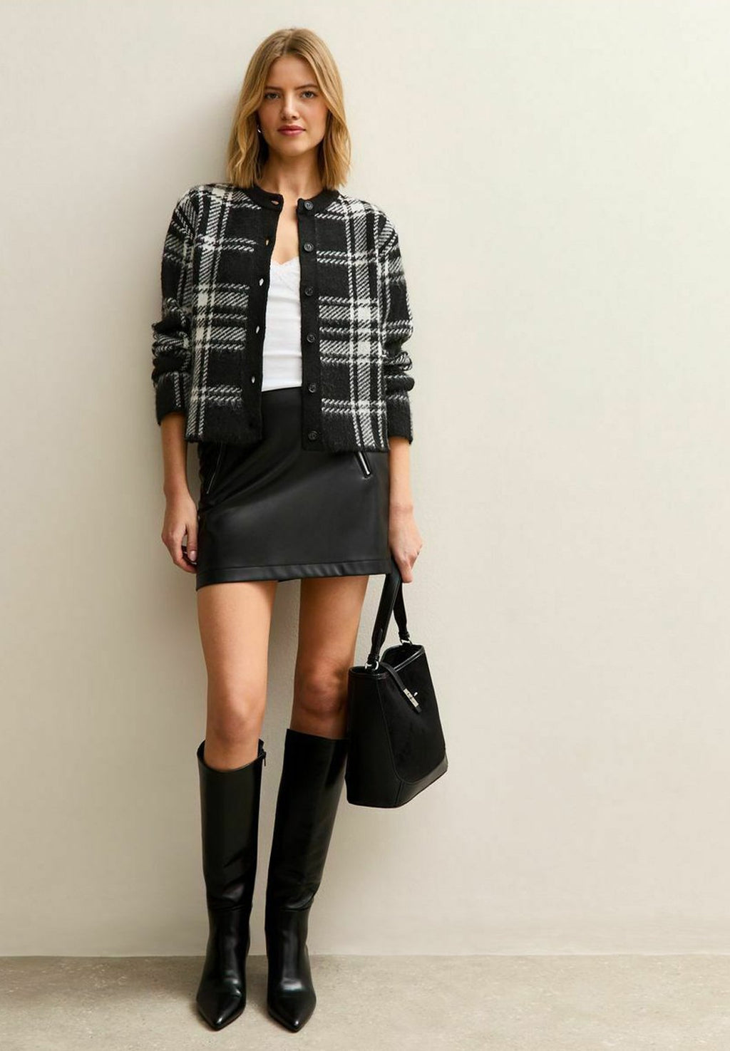 New Look BRUSHED CHECK CREW NECK