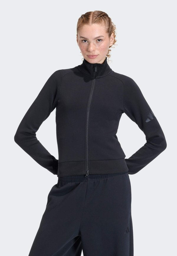 adidas Sportswear SOFT LUX SLIM TRACK TOP - Zip-up sweatshirt - black