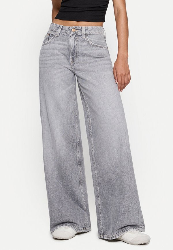 Bershka WIDE-LEG - Wide Leg - grey