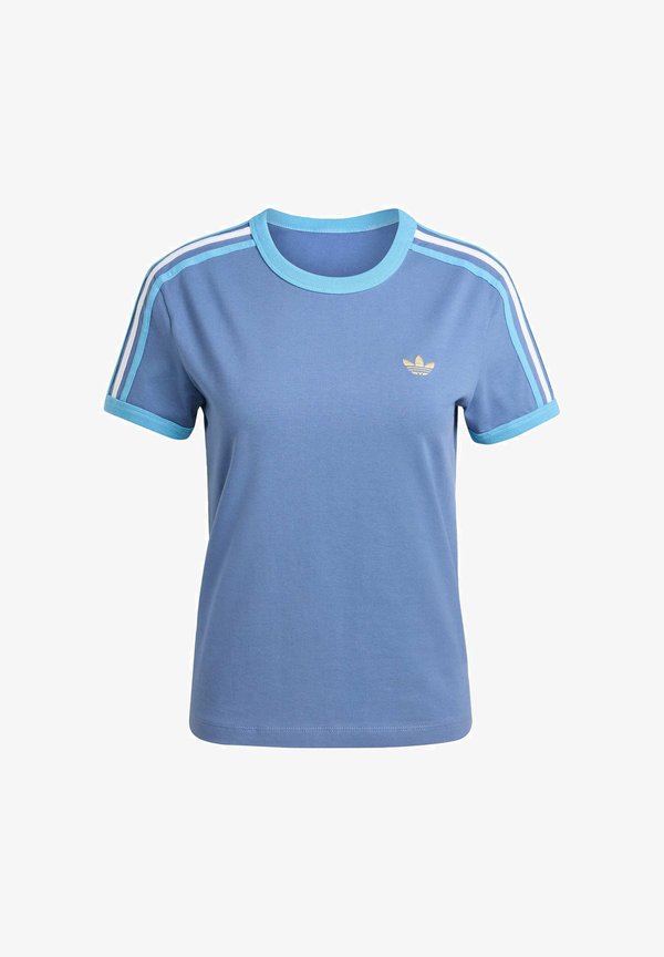 adidas Originals 3-STRIPES SLIM T-SHIRT - Print T-shirt - crew blue/light blue/white