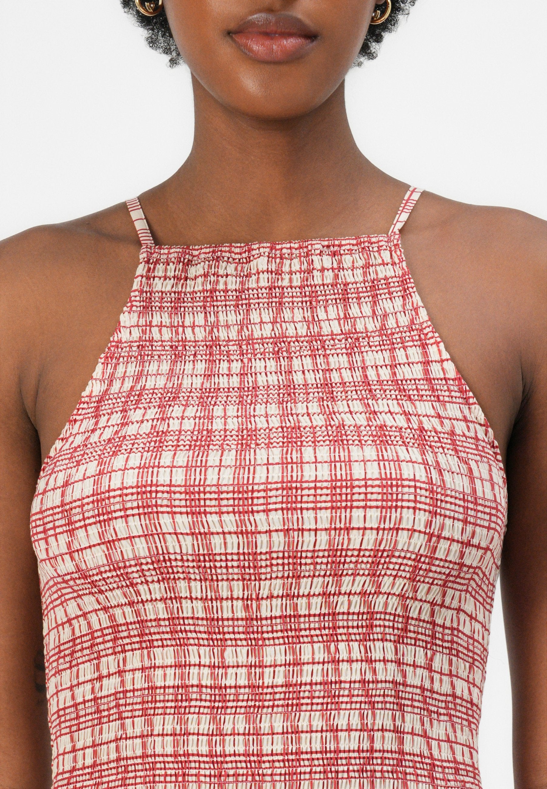 SHIRRED SLEEVELESS MIDI DRESS Media 6