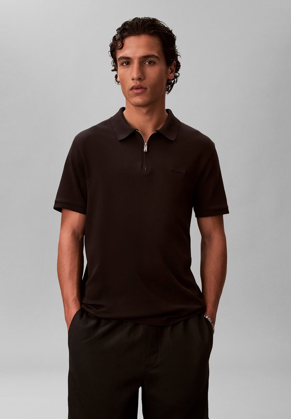 Calvin Klein SS SLIM SUPIMA ZIP POLO - Polo shirt - black