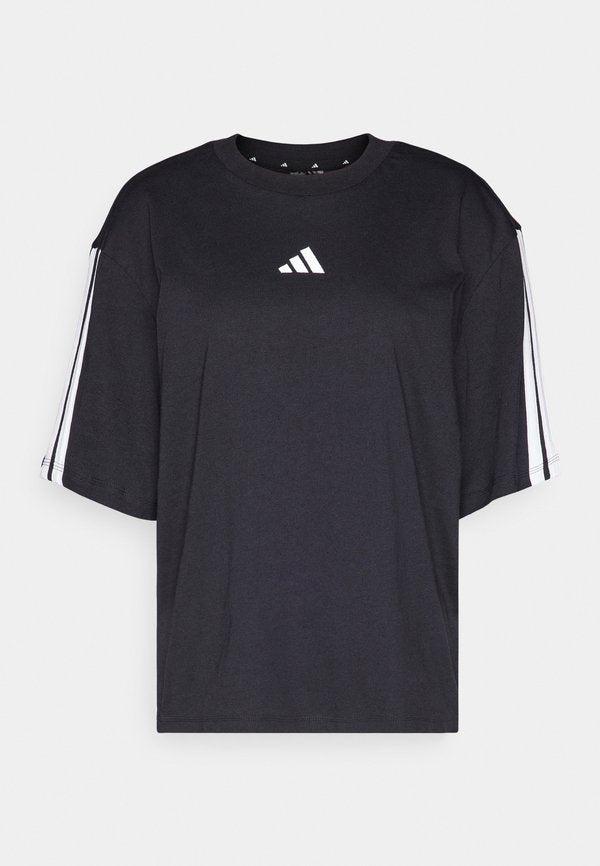 adidas Sportswear ESSENTIALS 3 STRIPES BOYFRIEND  - Print T-shirt - black/white