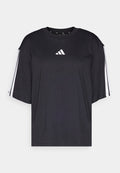 adidas Sportswear ESSENTIALS 3 STRIPES BOYFRIEND  - Print T-shirt - black/white