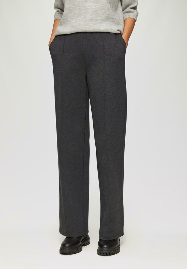 s.Oliver WIDE AUS INTERLOCK - Trousers - dunkelgrau