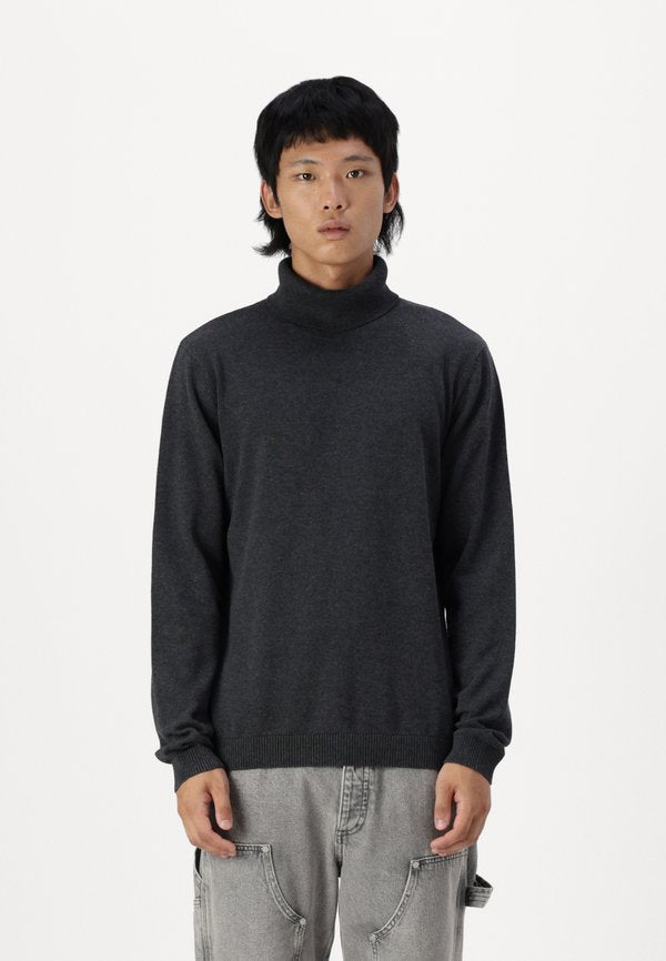 Jack & Jones JJEBASIC KNIT ROLL NECK NOOS - Jumper - dark grey melange