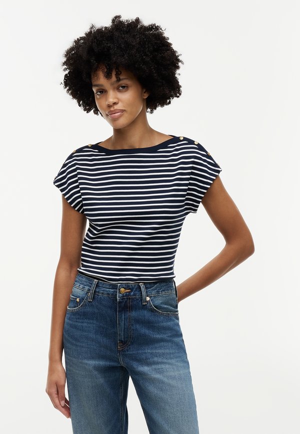 Tommy Hilfiger BOAT NECK TEE - Print T-shirt - dark night navy/calico