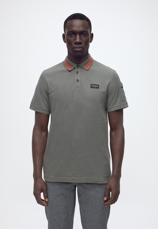 TOM TAILOR DETAILED - Polo shirt - olive green grey two tone