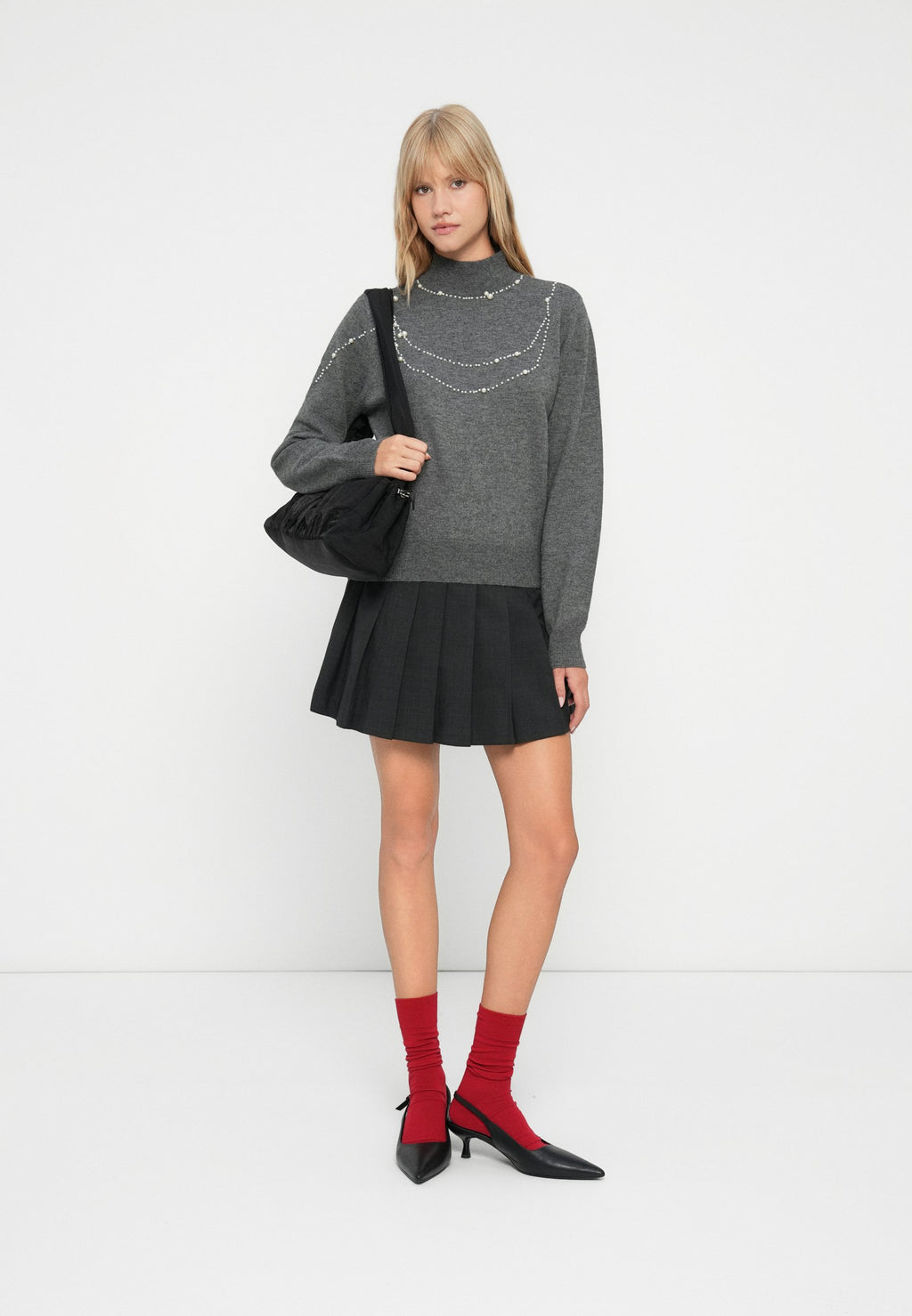 Vero Moda VMDEW HIGHNECK PEARL DETAIL