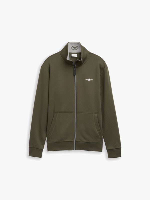 TOM TAILOR STAND-UP SWEAT JACKET - Zip-up sweatshirt - deep forest green