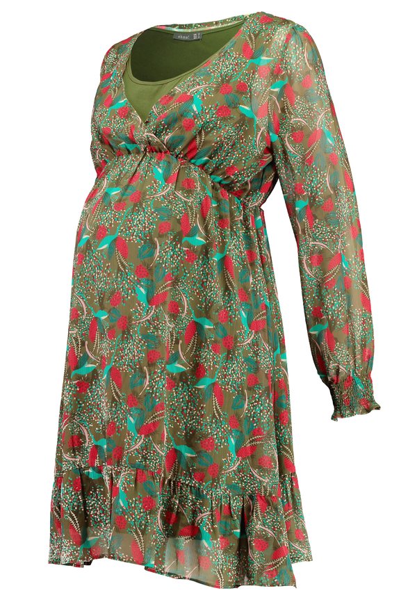 ohma! NURSING PRINTED CROSSED DRESS
