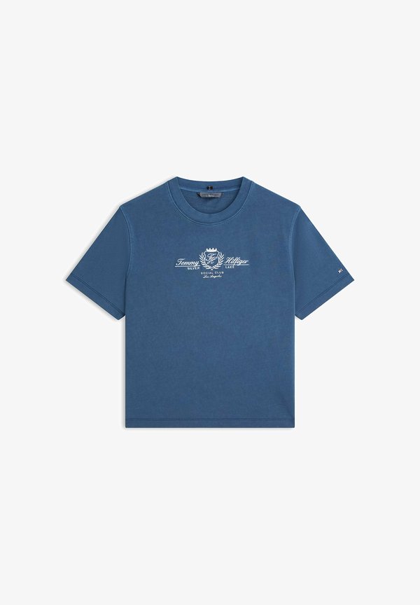 Tommy Hilfiger VARSITY CREST MDRN C-NK SS TEE - VARSITY CREST - Print T-shirt - dark blue