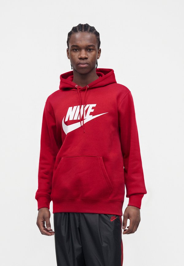 Nike Sportswear CLUB HOODIE - Hoodie - tough red/white