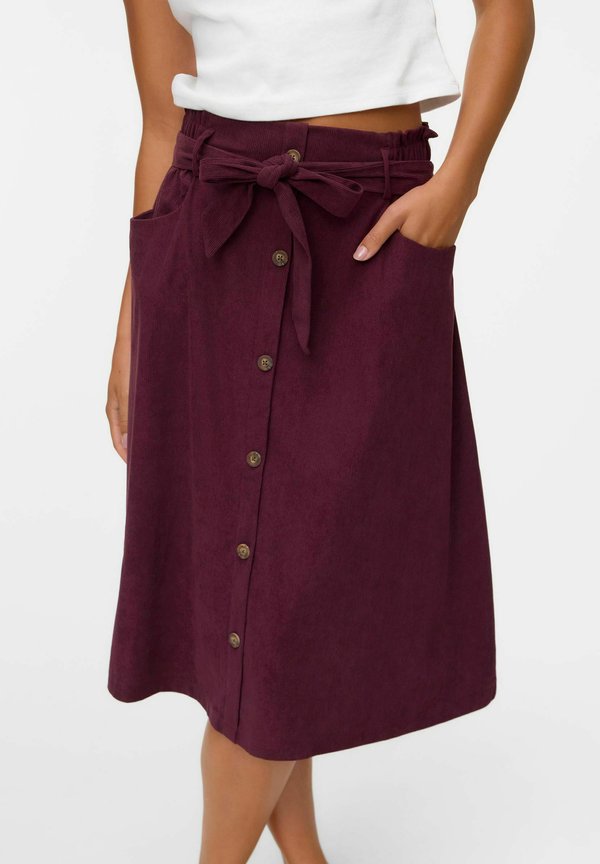 Vero Moda VMVILJA Corduroy High waist Midi - A-line skirt - winetasting