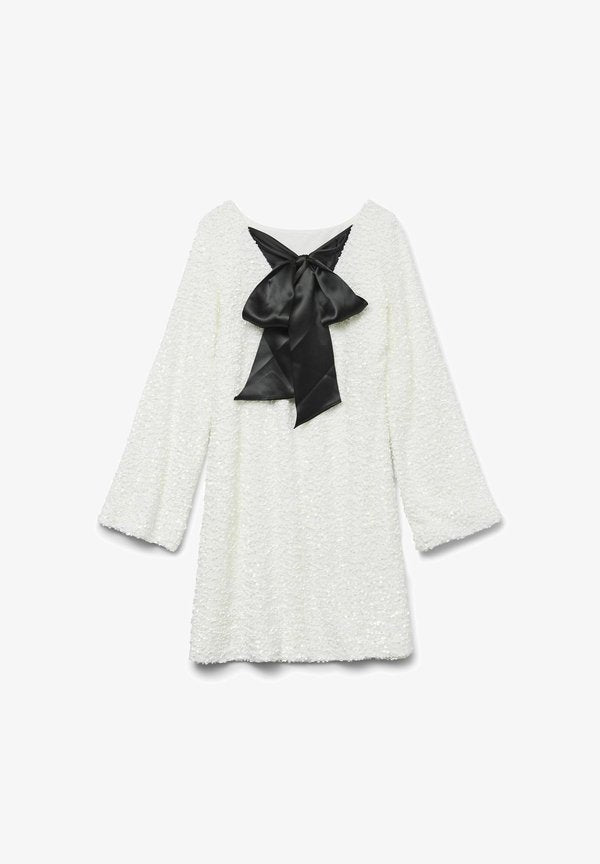 Vero Moda VMLAILA LS SEQUIN BOW EXP - Cocktail dress / Party dress - snow white
