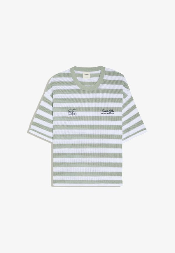 Bershka TEXTURED STRIPED SHORT SLEEVE - T-SHIRT - Print T-shirt - green
