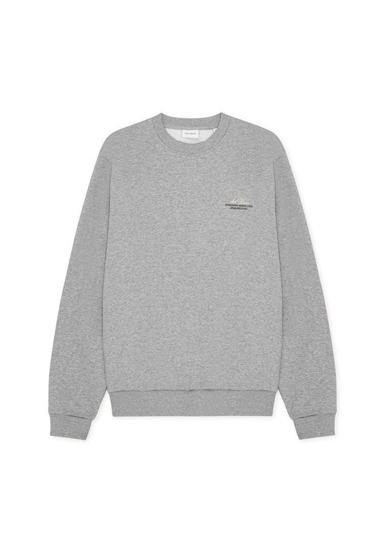 Grauer Sweatshirt aus einem Baumwollmischgewebe, mit Rundhalsausschnitt und gerippten Bündchen. Bedrucktes Logodetail auf der Brust. Einfaches, klassisches Design.